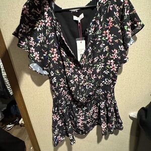 Parker Black and Pink Floral Blouse